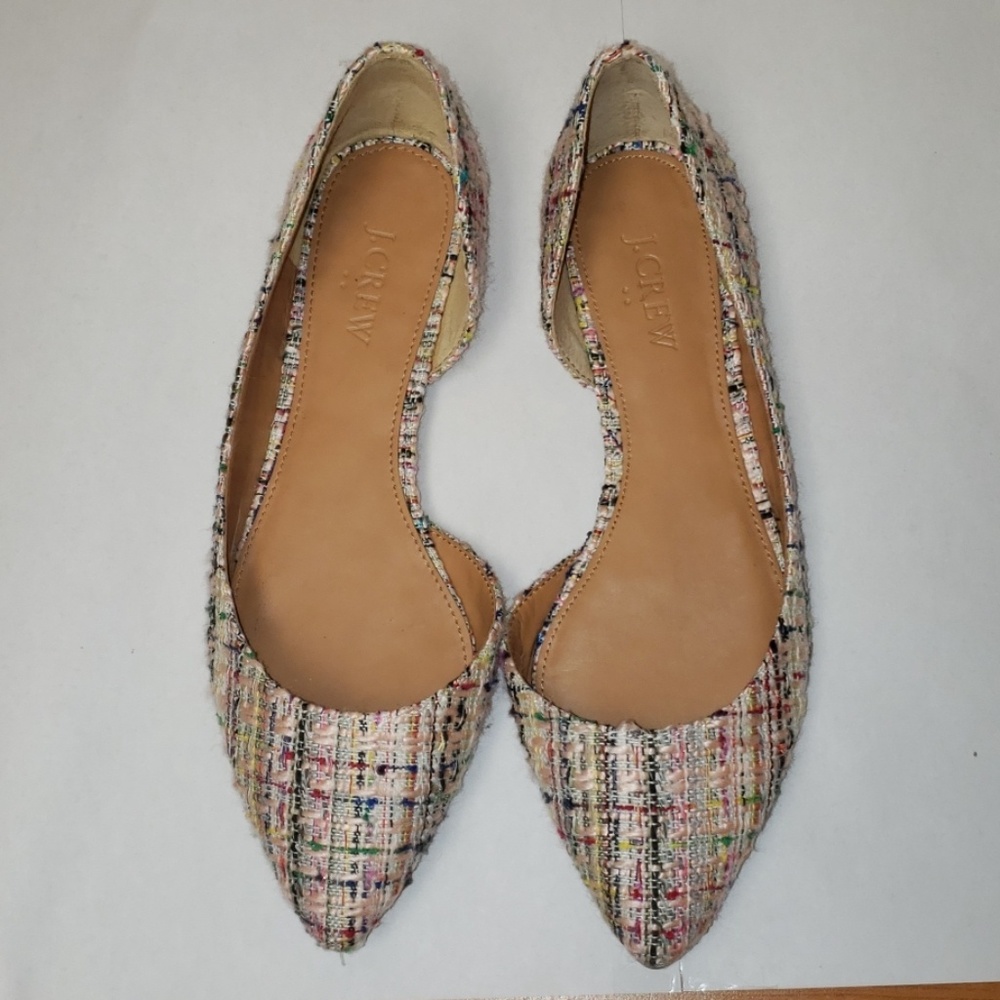 J.Crew Multi-colored Tweed D'Orsay Flats Sz 7.5